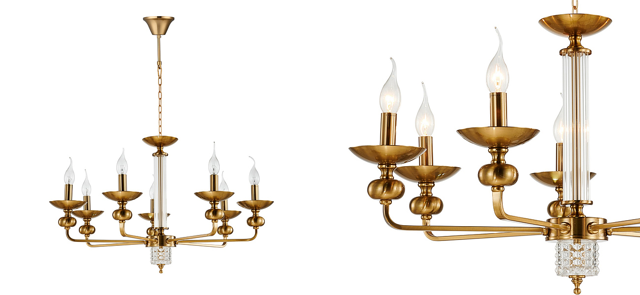 Люстра бронзового цвета со стеклянным декором Candelabrum D75 см Люстра бронзового цвета со стеклянным декором Candelabrum D75 см - Loft-Concept в Орле