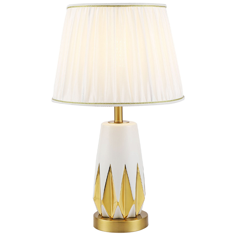 Настольная лампа с абажуром Femia White Gold Table Lamp Белый Золотой в Орле | Loft Concept 