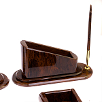 Настольный письменный набор с часами из природного камня обсидиана  Contract Extended варинант исполнения - 4 | Loft Concept в Орле