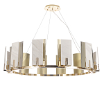 Люстра подвесная круглая с прямоугольными мраморными и золотистыми панелями на металлическом каркасе Диаметр 118 см Marble square Chandelier варинант исполнения - 1 | Loft Concept в Орле