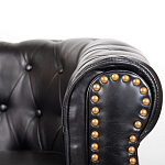 Кресло кожаное с мягкими подлокотниками на 4-х деревянных ножках Logan Leather Armchair black варинант исполнения - 4 | Loft Concept в Орле