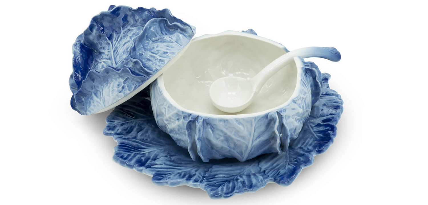 Супница SOUP BOWL CABBAGE W/PLATE D25 Blue Супница SOUP BOWL CABBAGE W/PLATE D25 Blue - Loft-Concept в Орле