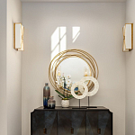 Золотое настенное круглое зеркало Golden Orbit варинант исполнения - 2 | Loft Concept в Орле