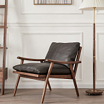 Кресло c каркасом из массива дерева и мягкой кожаной обивкой Walnut Armchair варинант исполнения - 11 | Loft Concept в Орле