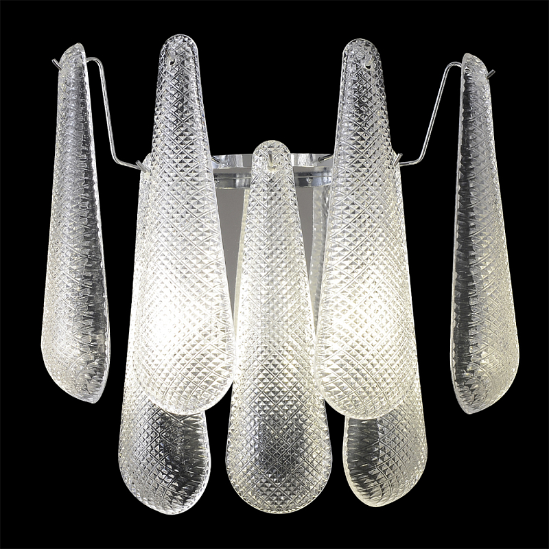 Бра с подвесками из рифленного стекла в форме капель на основании цвета хром Textured Glass Прозрачное Стекло Хром Бра с подвесками из рифленного стекла в форме капель на основании цвета хром Textured Glass Прозрачное Стекло Хром в Орле | Loft Concept