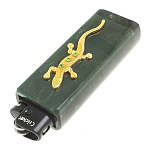 Зажигалка газовая из натурального камня Офиокальцит с декоративной металлической вставкой в виде ящерицы Metal Stone Lighters варинант исполнения - 2 | Loft Concept в Орле