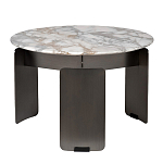 Столик журнальный с круглой мраморной столешницей на трех опорах Marble Stone Drawing варинант исполнения - 1 | Loft Concept в Орле