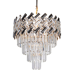 Люстра многоярусная с переплетенными металлическими элементами черного и золотого цвета и прозрачными хрустальными подвесками Empire Chandelier Crystal варинант исполнения - 1 | Loft Concept в Орле