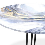 Стол журнальный с круглой бело-голубой столешницей из стекла White and Blue Marble варинант исполнения - 3 | Loft Concept в Орле