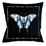 Подушка декоративная бабочка с синим узором Ikat Pattern варинант исполнения - 1 | Loft Concept в Орле