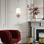 Бра с белым текстильным абажуром и фигурным основанием с зеркальной вставкой Vitorino варинант исполнения - 7 | Loft Concept в Орле