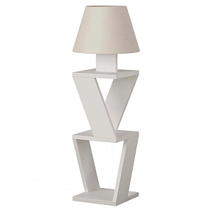 Торшер белый с каркасом с 2-мя полками и тканевым абажуром KOZENA SIDE FLOOR LAMP WHITE