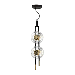 Подвесной светильник с 2-мя прозрачными стеклянными плафонами и золотистыми центральными вставками Virelia  варинант исполнения - 5 | Loft Concept в Орле