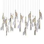 Люстра с золотистыми трубками и прозрачными стеклянными листьями на подвесах Sylva  варинант исполнения - 1 | Loft Concept в Орле