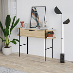 Консоль напольная деревянная с выдвижным ящиком и 2-мя полками со столешницей цвета белый мрамор OTIS CONSOLE OAK варинант исполнения - 3 | Loft Concept в Орле