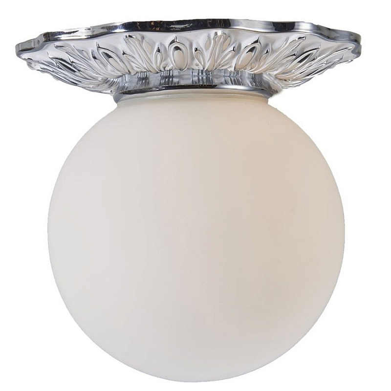 Потолочный светильник Globus Lamp Silver Серебряный Молочный Потолочный светильник Globus Lamp Silver Серебряный Молочный в Орле | Loft Concept