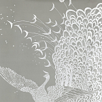 Обои ручная роспись в стиле Арт-деко Whistler Peacocks Special Colourway on Pale Grey dyed silk варинант исполнения - 2 | Loft Concept в Орле