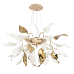 Люстра подвесная с белыми матовыми и золотыми глянцевыми листьями Wintery flovers варинант исполнения - 1 | Loft Concept в Орле