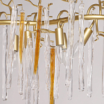 Люстра линейная золотого цвета с декоративными ветвями и длинными стеклянными подвесками в форме сосулек Droplet Chandelier варинант исполнения - 3 | Loft Concept в Орле