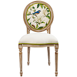 Стул бежевый из натурального бука с изображением птиц и цветов Blooming Blue Birds варинант исполнения - 1 | Loft Concept в Орле