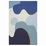 Плед из хлопка синего цвета с абстрактным принтом Elysian Flow Ocean варинант исполнения - 1 | Loft Concept в Орле