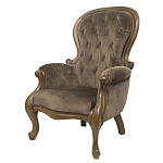 Кресло с мягкой обивкой из коричневого велюра на 4-х деревянных ножках Evelyn Classical Armchair варинант исполнения - 3 | Loft Concept в Орле