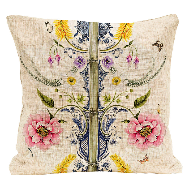 Декоративная подушка Flower Waltz Pillow Мульти Бежевый Декоративная подушка Flower Waltz Pillow Мульти Бежевый в Орле | Loft Concept
