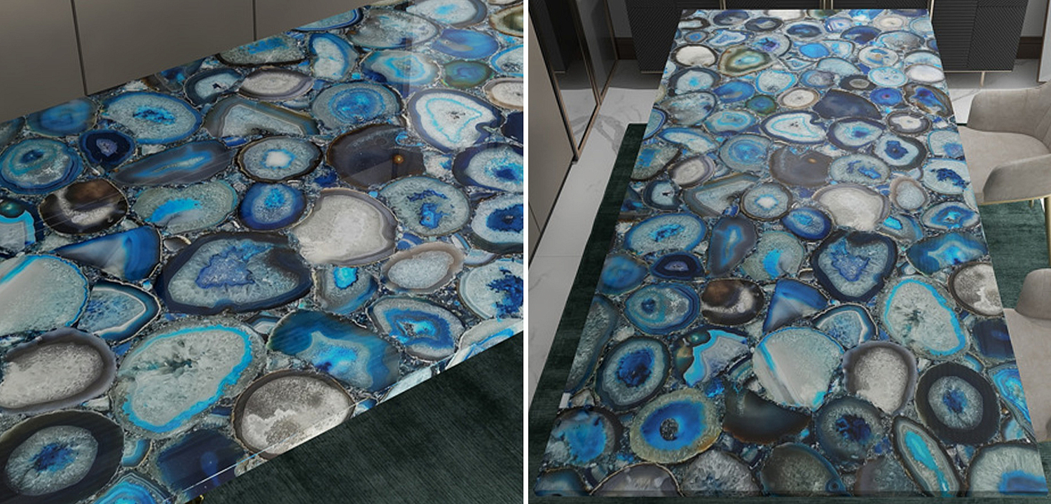 Обеденный стол Agate Design Blue Dining Table Обеденный стол Agate Design Blue Dining Table - Loft-Concept в Орле