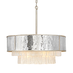 Люстра круглая с подвесками из текстурированного стекла молочного цвета Hinkley варинант исполнения - 1 | Loft Concept в Орле