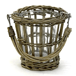 Кашпо стеклянное в плетёной корзине Timber варинант исполнения - 2 | Loft Concept в Орле