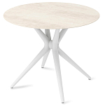 Стол обеденный с круглой столешницей из керамики на четырех белых ножках Sand Ceramics варинант исполнения - 2 | Loft Concept в Орле