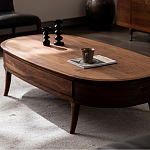 Кофейный стол овальный из дерева с 2-мя ящиками Coffee Walnut Table варинант исполнения - 3 | Loft Concept в Орле