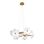 Люстра подвесная круглая с ветвистыми бронзовыми элементами и стеклянными рифлеными дисками Textured Glass Chandelier варинант исполнения - 3 | Loft Concept в Орле