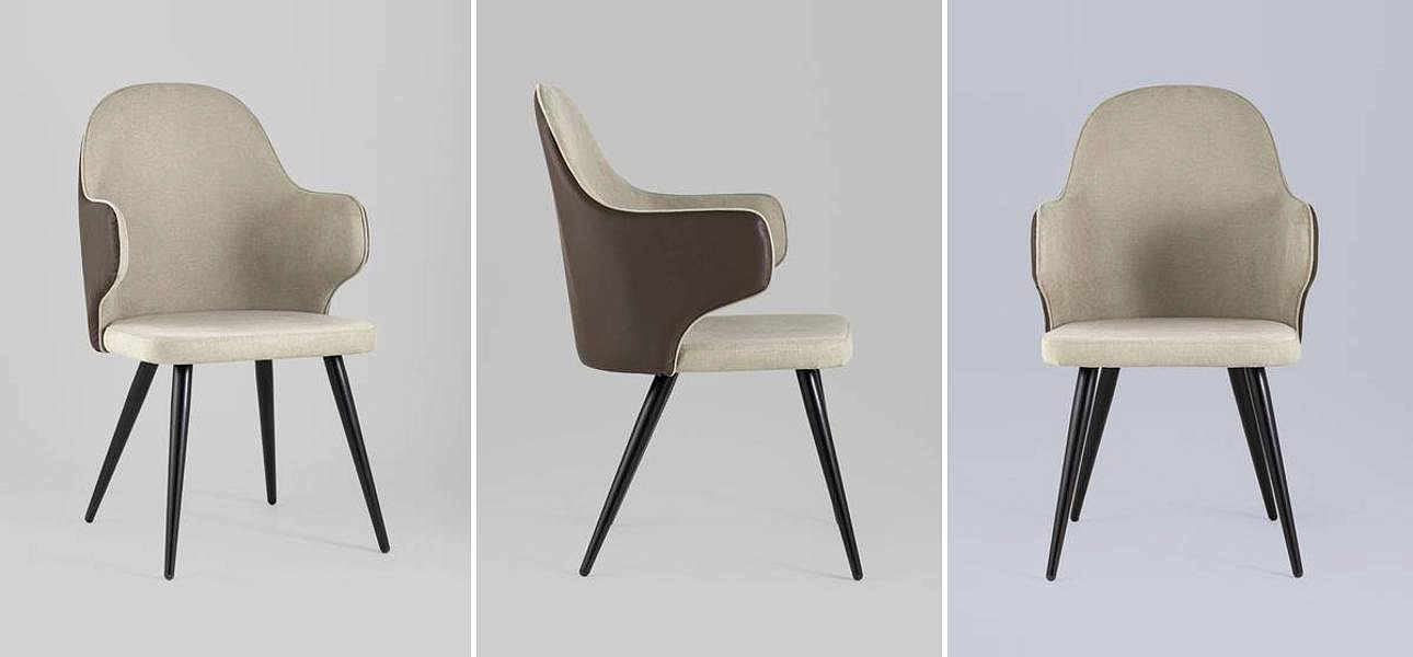 Стул Miruna Fabric and Leather Chair с Подлокотником Стул Miruna Fabric and Leather Chair с Подлокотником - Loft-Concept в Орле