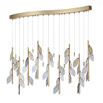 Люстра с золотистыми трубками и прозрачными стеклянными листьями на подвесах Sylva  варинант исполнения - 2 | Loft Concept в Орле