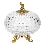 Конфетница прозрачная стеклянная на бронзовых ножках в виде морских коньков с крышкой в виде ракушки Eden Garden варинант исполнения - 1 | Loft Concept в Орле