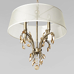 Люстра подвесная круглая с тканевым полупрозрачным абажуром и подвесками 4 лампы Gilded Elegance варинант исполнения - 4 | Loft Concept в Орле