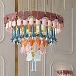 Люстра круглая с декором из разноцветных элементов в виде листьев Changing Seasons варинант исполнения - 11 | Loft Concept в Орле