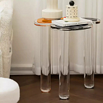 Дизайнерский журнальный стол с фигурной столешницей на 3-х прозрачных ножках Rahakif варинант исполнения - 2 | Loft Concept в Орле