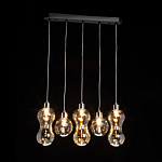 Люстра с 3-мя плафонами волнообразной формы цвета янтарь и 2-мя прозрачными шарообразными плафонами Lucid Rain  варинант исполнения - 3 | Loft Concept в Орле