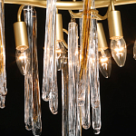 Люстра линейная золотого цвета с декоративными ветвями и длинными стеклянными подвесками в форме сосулек Droplet Chandelier варинант исполнения - 4 | Loft Concept в Орле