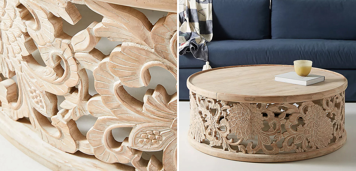 Круглый кофейный стол Handcarved Lotus Round Coffee Table Круглый кофейный стол Handcarved Lotus Round Coffee Table - Loft-Concept в Орле
