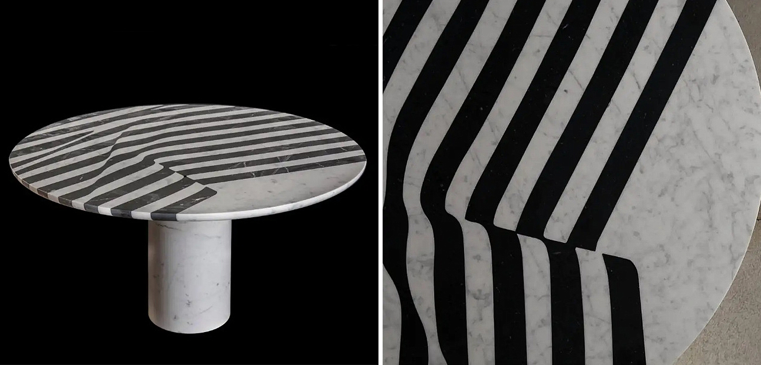 Обеденный стол Safwan Black and White Stripes Dining Table Обеденный стол Safwan Black and White Stripes Dining Table - Loft-Concept в Орле