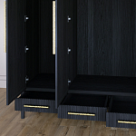 Большой Шкаф Primo Черный дуб с 3 дверьми и 3 выдвижными ящиками варинант исполнения - 7 | Loft Concept в Орле