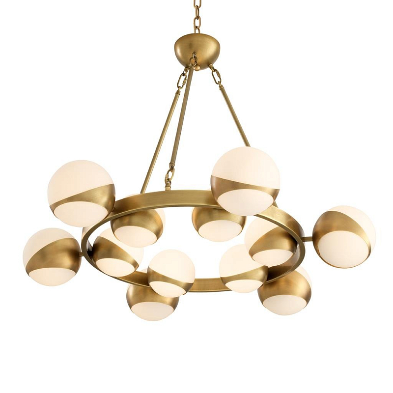 Люстра Chandelier Piazetta Латунь Античная полированная Белый Люстра Chandelier Piazetta Латунь Античная полированная Белый в Орле | Loft Concept