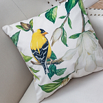 Декоративная подушка бежевая с изображением птиц и цветов Blooming Yellow Birds варинант исполнения - 2 | Loft Concept в Орле