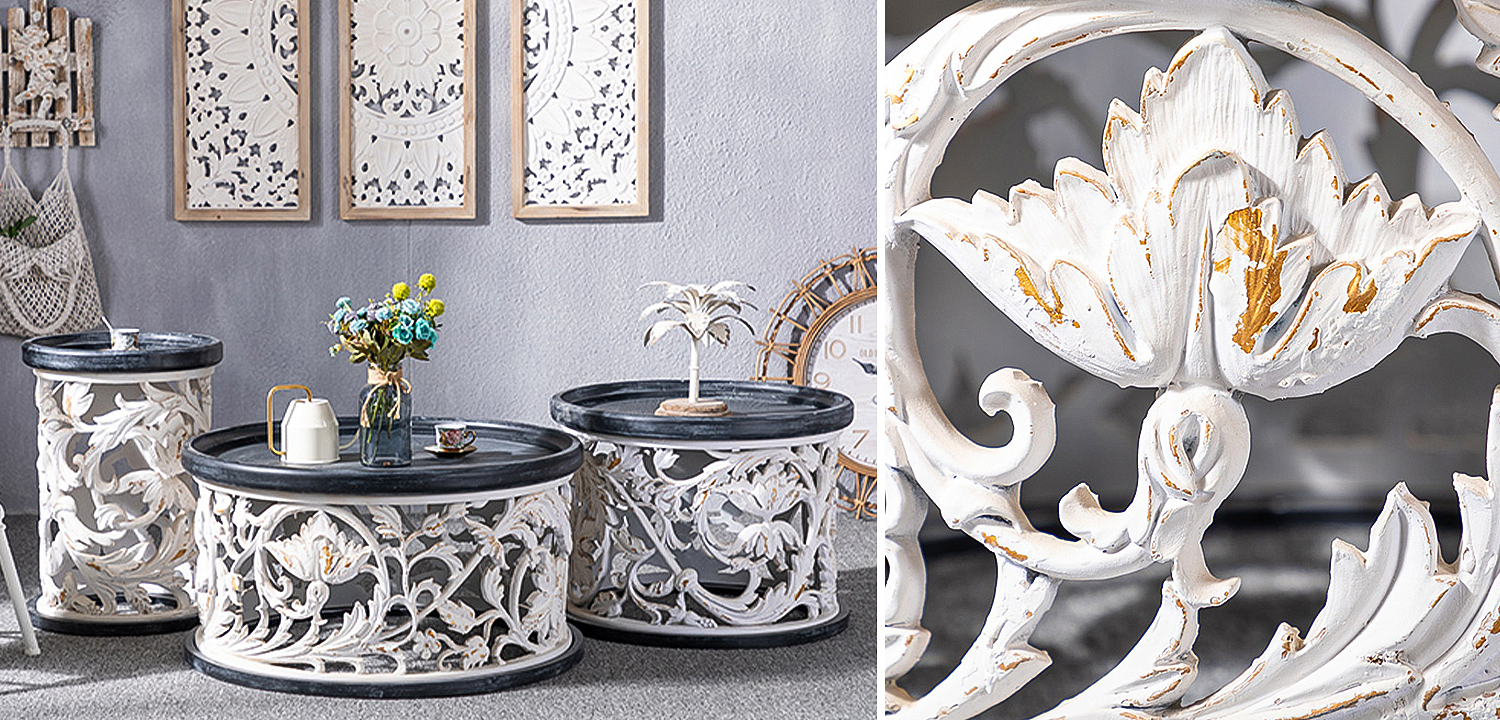 Кофейный стол Fleurette Provence Black White Side Table 63 - Loft-Concept в Орле