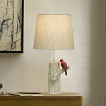 Настольная лампа с тканевым абажуром и основанием в виде птицы на дереве Simurq варинант исполнения - 2 | Loft Concept в Орле