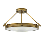 Потолочный светильник цвета латунь с плоским круглым плафоном Hinkley варинант исполнения - 1 | Loft Concept в Орле