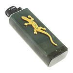 Зажигалка газовая из натурального камня Офиокальцит с декоративной металлической вставкой в виде ящерицы Metal Stone Lighters варинант исполнения - 3 | Loft Concept в Орле